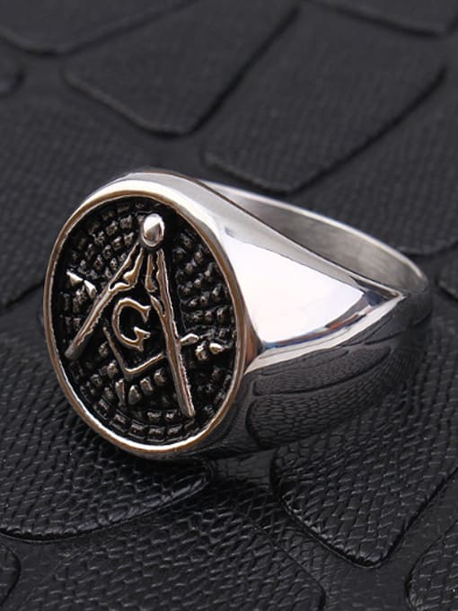 RANSSI Personalized Freemason Logo Titanium Signet Ring 1