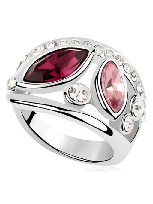 Purple Exaggerated Marquise Cubic austrian Crystals Alloy Ring