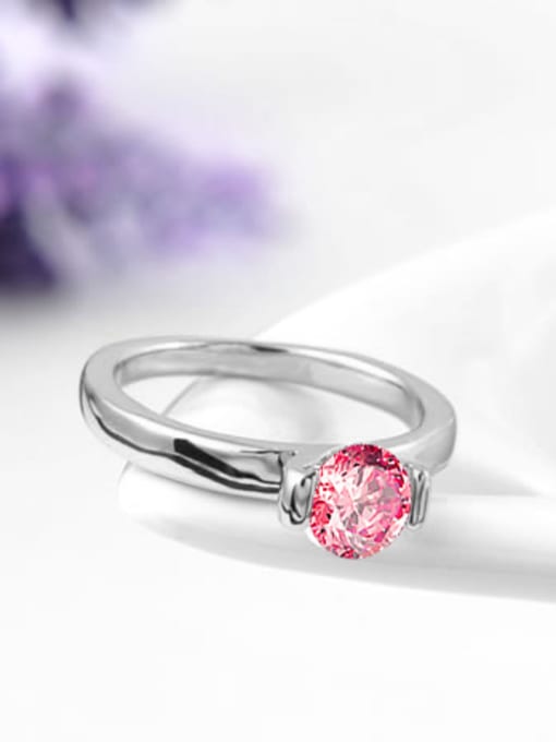 Ronaldo Elegant Pink Round Shaped Swiss Zircon Ring 1