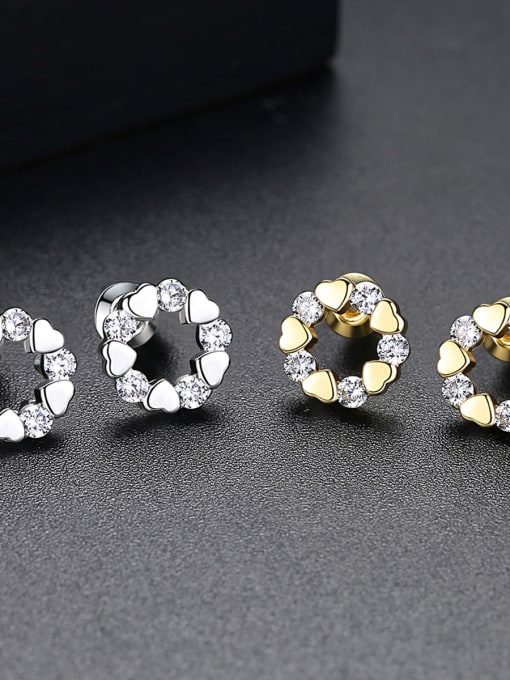 BLING SU Love AAA  zircon  simple Stud Earrings 0