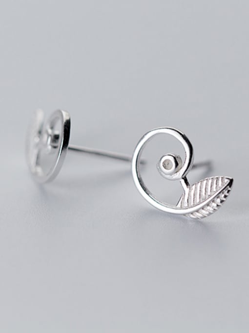 Rosh Women Temperament Leaf Shaped S925 Silver Stud Earrings 0