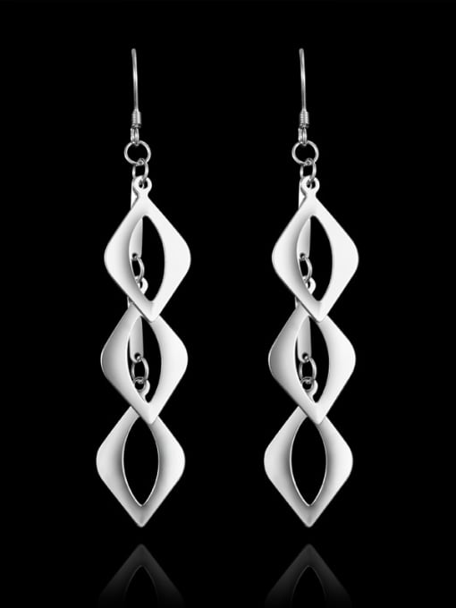 SANTIAGO Simple Hollow Rhombus 925 Sterling Silver Earrings 0