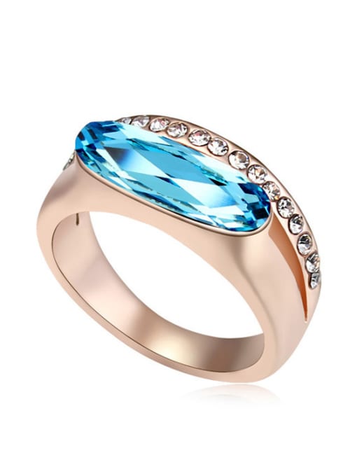 light blue Fashion Rose Gold Plated austrian Crystals Alloy Ring