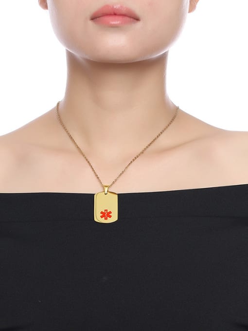 CONG All-match Gold Plated Square Shaped Stainless Steel Necklace 2