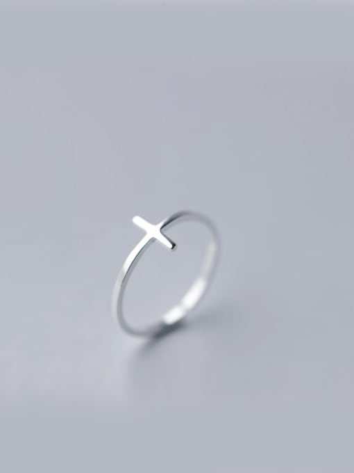 Rosh S925 Silver Simple Fashion Cross Opening Midi Ring