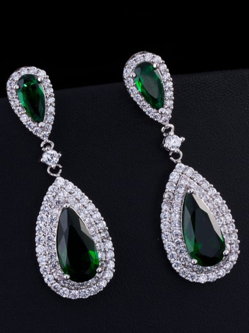 Green 2018 Fashion Wedding Water Drop Cluster earring
