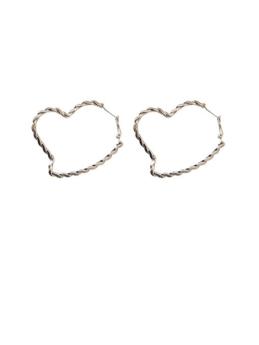 Girlhood Alloy With Gold Plated Simplistic  Hollow Heart Hoop Earrings 0
