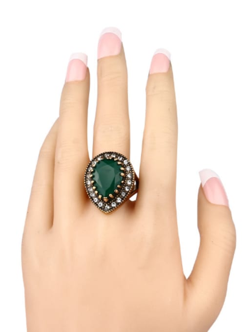 Gujin Retro style AAA Resin Crystals Water Drop Shaped Ring 1