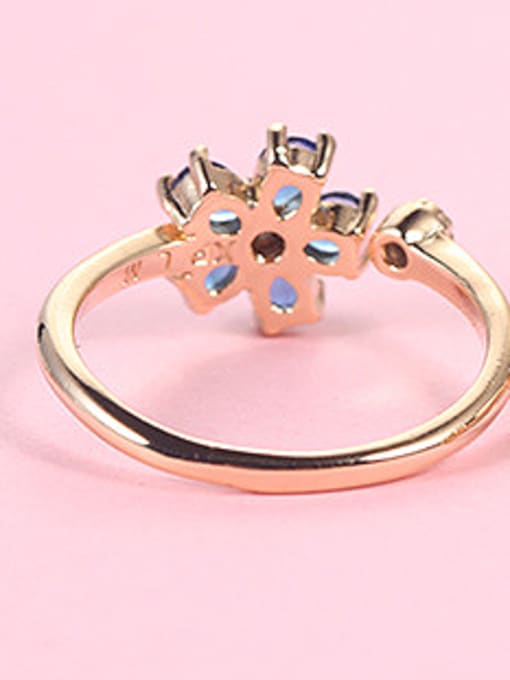 XP Copper Alloy 18K Gold Plated Fashion Flower Zircon Opening Ring 2