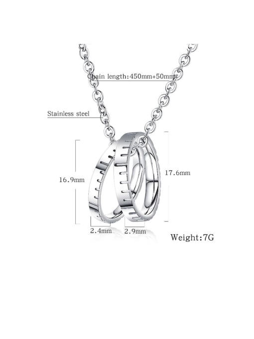 Open Sky Titanium With White Gold Plated Personality  Double Round Mens Necklaces 3
