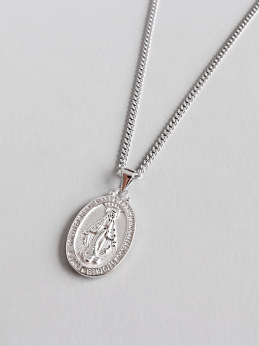 DAKA 925 Sterling Silver With Silver Plated Personality Virgin Mary Necklaces 0