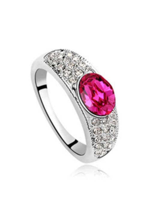 hot pink Simple Cubic Shiny austrian Crystals Alloy Ring