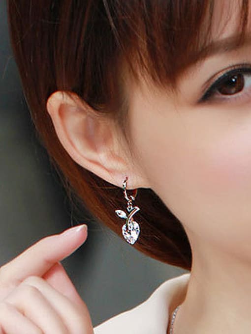 XP Copper Alloy White Gold Plated Fashion Heart-shaped Zircon drop earring 1