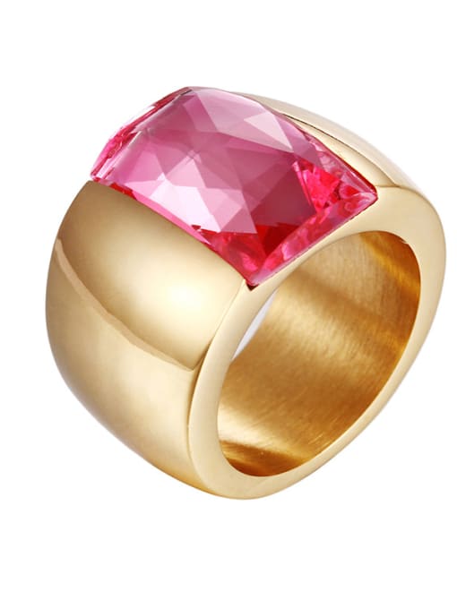 Pink 9 yards Titanium With 18k Gold Plated Fashion Square Party Multistone Rings
