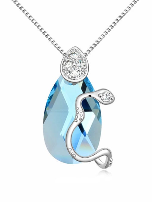 blue Fashion Water Drop austrian Crystal Little Snake Alloy Necklace
