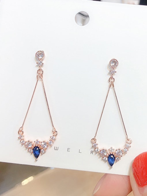 B Blue Alloy With Rose Gold Plated Simplistic Water Drop Drop Earrings