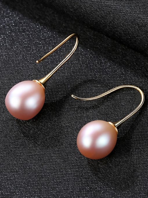 Purple Sterling silver natural freshwater pearl minimalist earrings