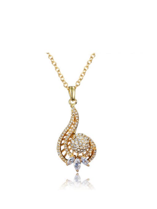 Gold Shimmering 18K Gold Plated Geometric Zircon Necklace