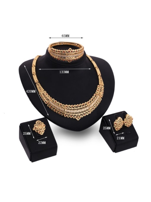BESTIE Alloy Imitation-gold Plated Vintage style Rhinestones  Hollow Four Pieces Jewelry Set 2