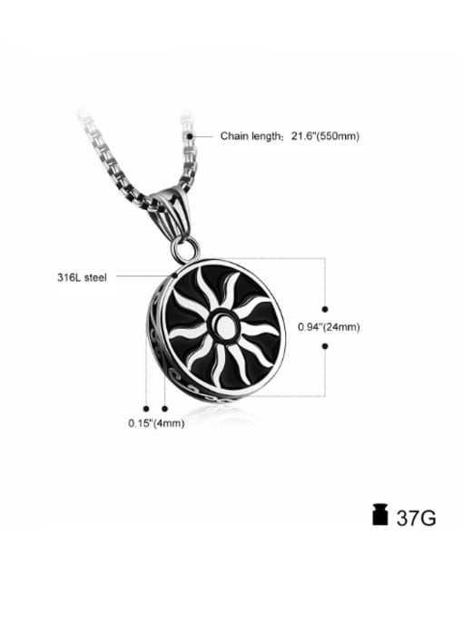 Open Sky Stainless Steel With Black Gun Plated Vintage Round with sun Necklaces 2