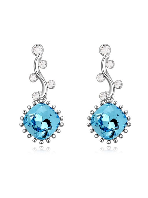 light blue Fashion austrian Crystals Flower Alloy Stud Earrings