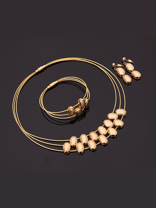 BESTIE Alloy Imitation-gold Plated Fashion Oval Three Pieces Jewelry Set 1