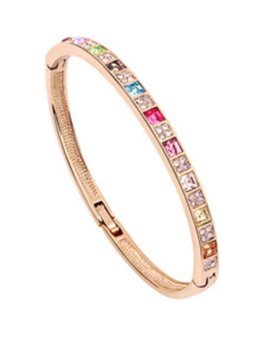 multi-color Simple Shiny austrian Crystals Alloy Rose Gold Plated Bangle