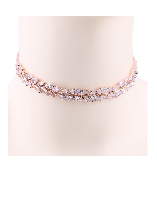 Mo Hai Copper With Rose Gold Plated Personality Leaf Chokers Necklace