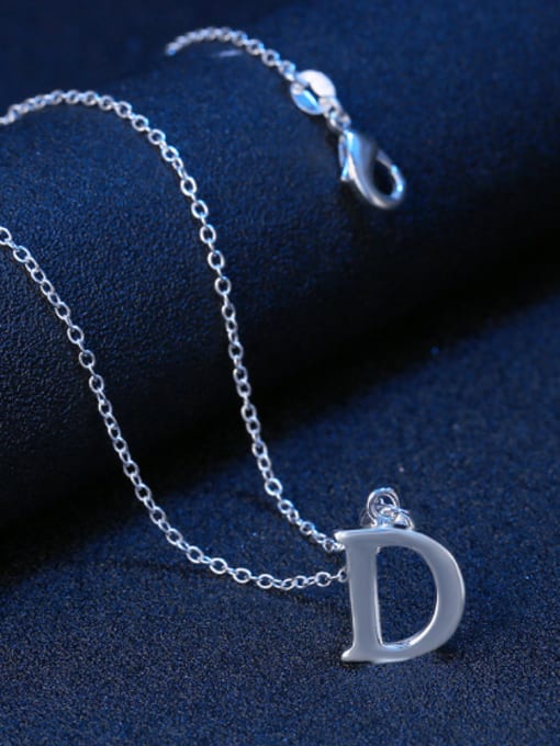 OUXI Simple Letter D Silver Plated Necklace 2