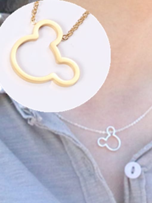 GROSE Titanium With Gold Plated Simplistic Mickey Mouse  Necklaces 1