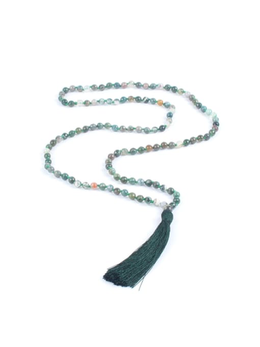 NBQM011-6Mm India Agate Polyamide Tassel Fashion Necklace