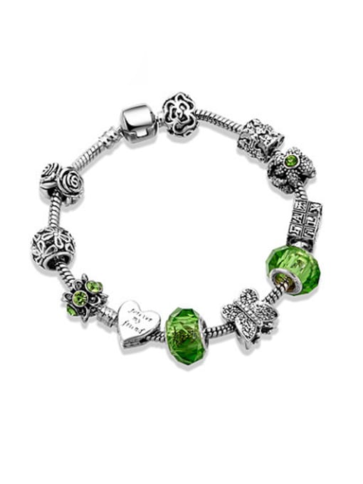 Ronaldo Exquisite Green Glass Stone Flower Bracelet 0