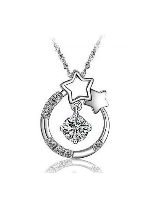 Ya Heng Fashion Hollow Round Stars White Zirconias Copper Pendant 0