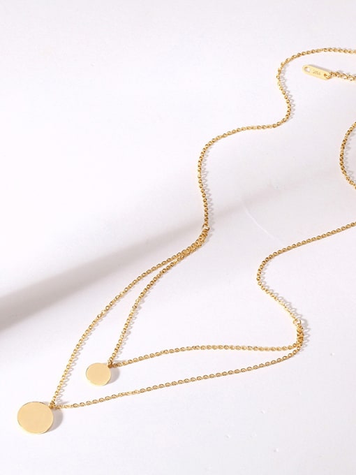 CONG Stainless Steel With Gold Plated Simplistic Round Necklaces 2