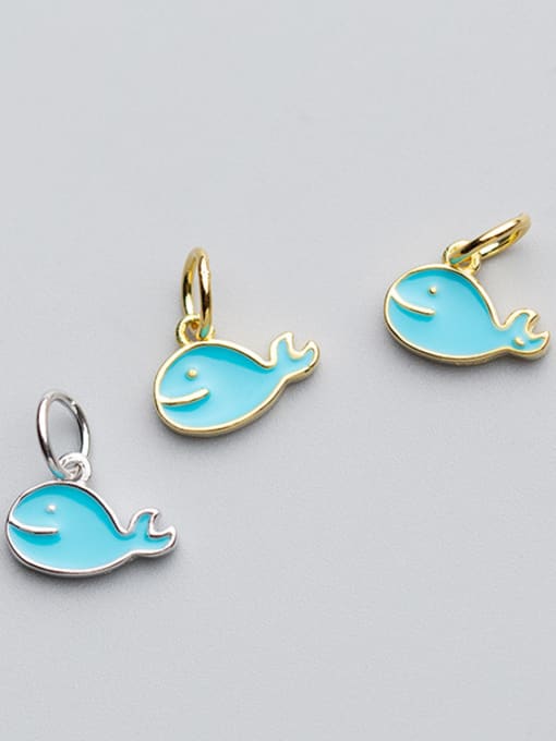 FAN 925 Sterling Silver With 18k Gold Plated Cute fish Charms 0