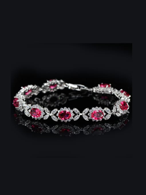 Rose Red Luxury Zircon Evening Party Bracelet