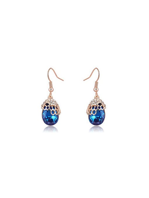 Rose Gold Elegant Blue Austria Crystal Geometric Drop Earrings