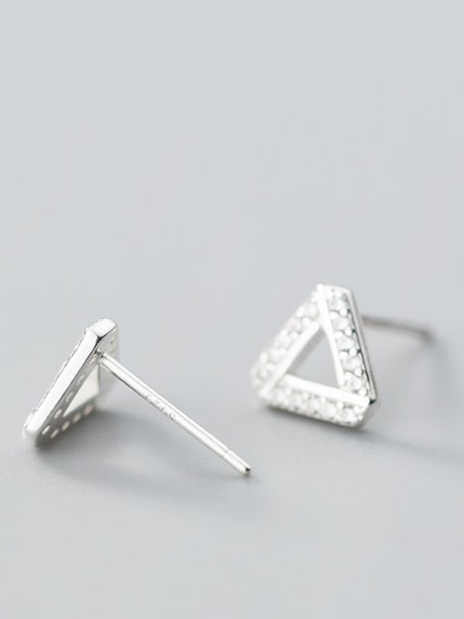 Rosh S925 Tremella nail female wind sweet, diamond triangle ear studs, art geometric shape female E9345 3