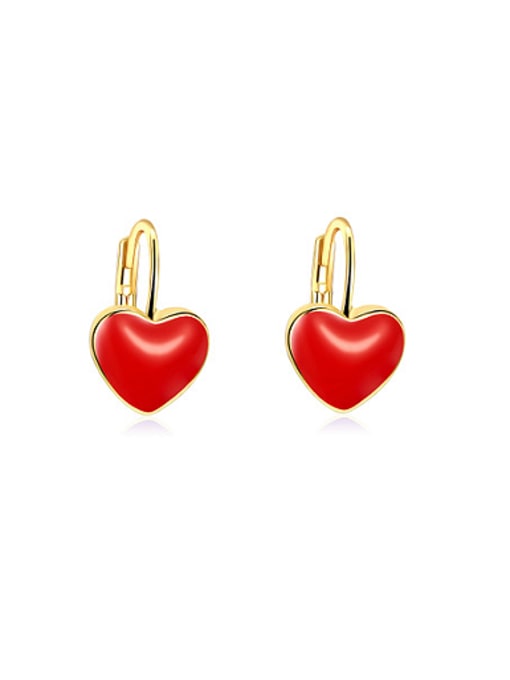 Red Elegant 18K Gold Heart-shaped Zircon stud Earring