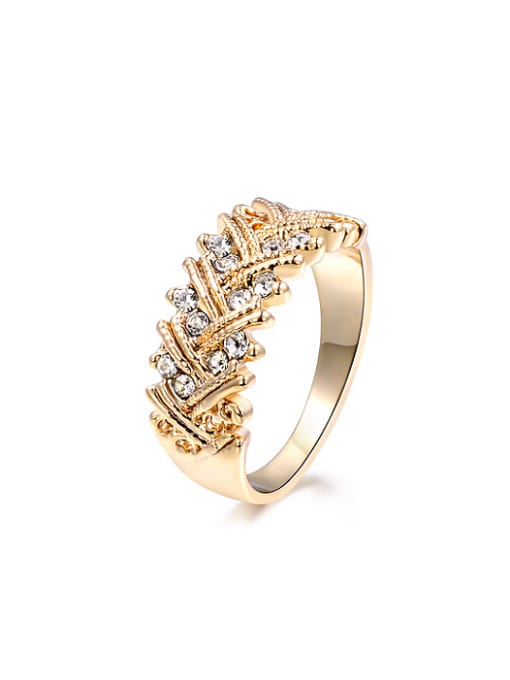 Ronaldo Elegant Coffee Gold Plated Rhinestone Ring 0