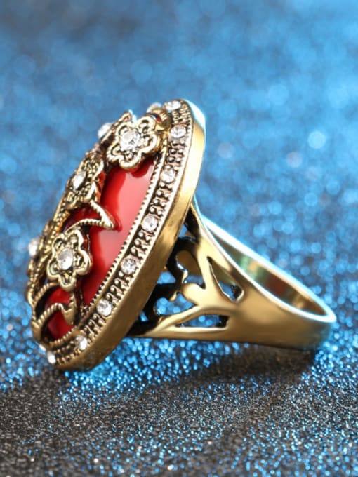 Gujin Exquisite Retro style Resin Stone White Crystals Alloy Ring 3
