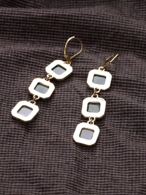 KM Simple Square Aritifical Gemstones drop earring 2