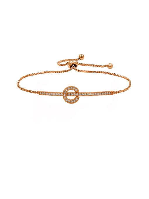 Rose Gold Copper With Cubic Zirconia  Fashion Round  adjustable Bracelets