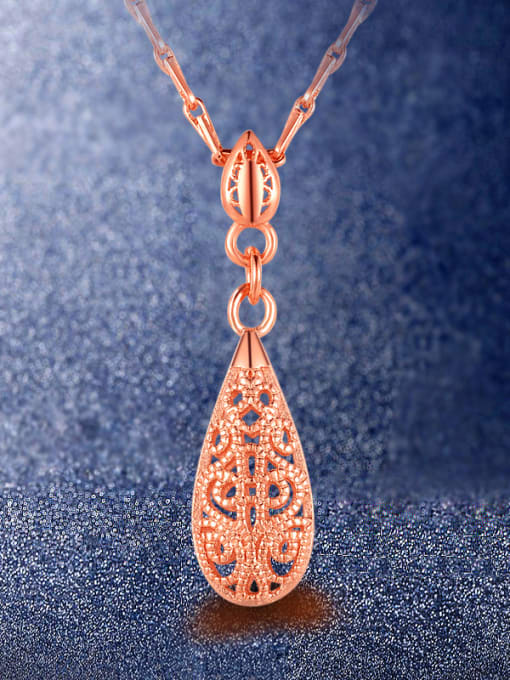 Ya Heng Fashion Hollow Water Drop Shaped Pendant Copper Necklace 2