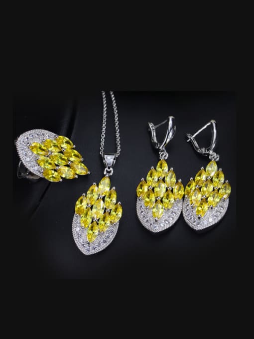 Yellow Ring 9 Yards Exquisite Luxury Wedding Accessories Jewelry Set