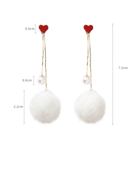 Girlhood Alloy With Gold Plated Simplistic Round  Plush ball Threader Earrings 2