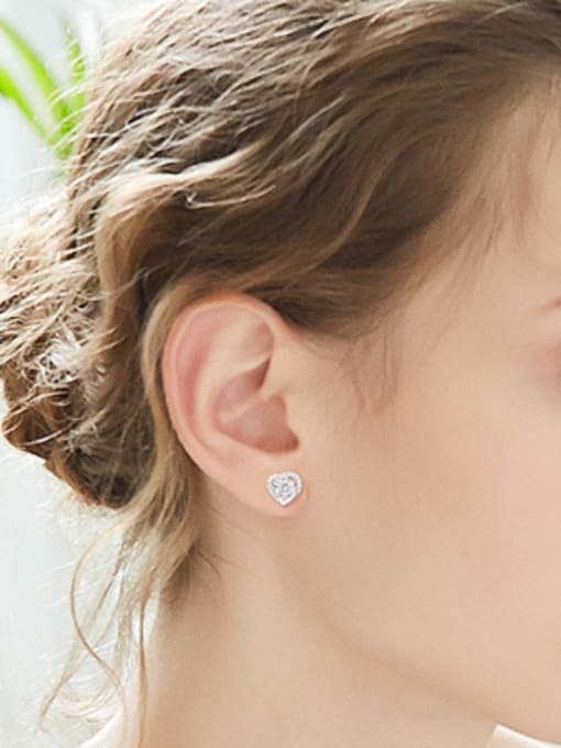 CEIDAI Shiny Little Heart Zirconias 925 Silver Stud Earrings 1