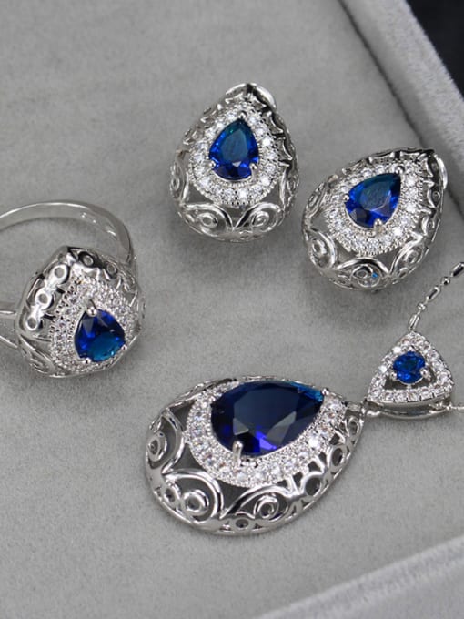 Blue Ring Size 7 Retro Wedding Accessories Color Jewelry Set