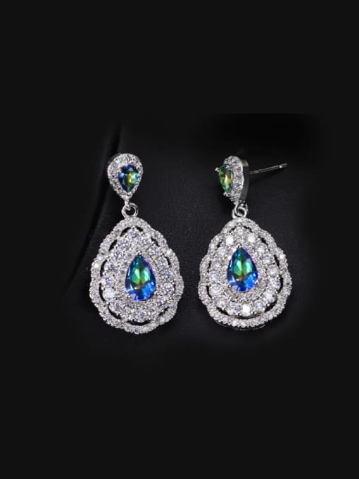 Colorful Blue Retro Temperament Water Drop Cluster earring