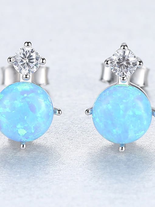 Blue Opal Sterling Silver Classic Mini opal with AAA grade zircon studs